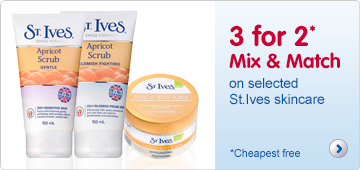 three for two mix and match on selected saint ives skincare